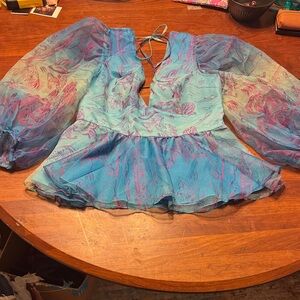 STAUD Sheer Multicolor Blouse
